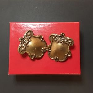 Vintage Solid Brass Hand Engraved Art Nouveau Earrings